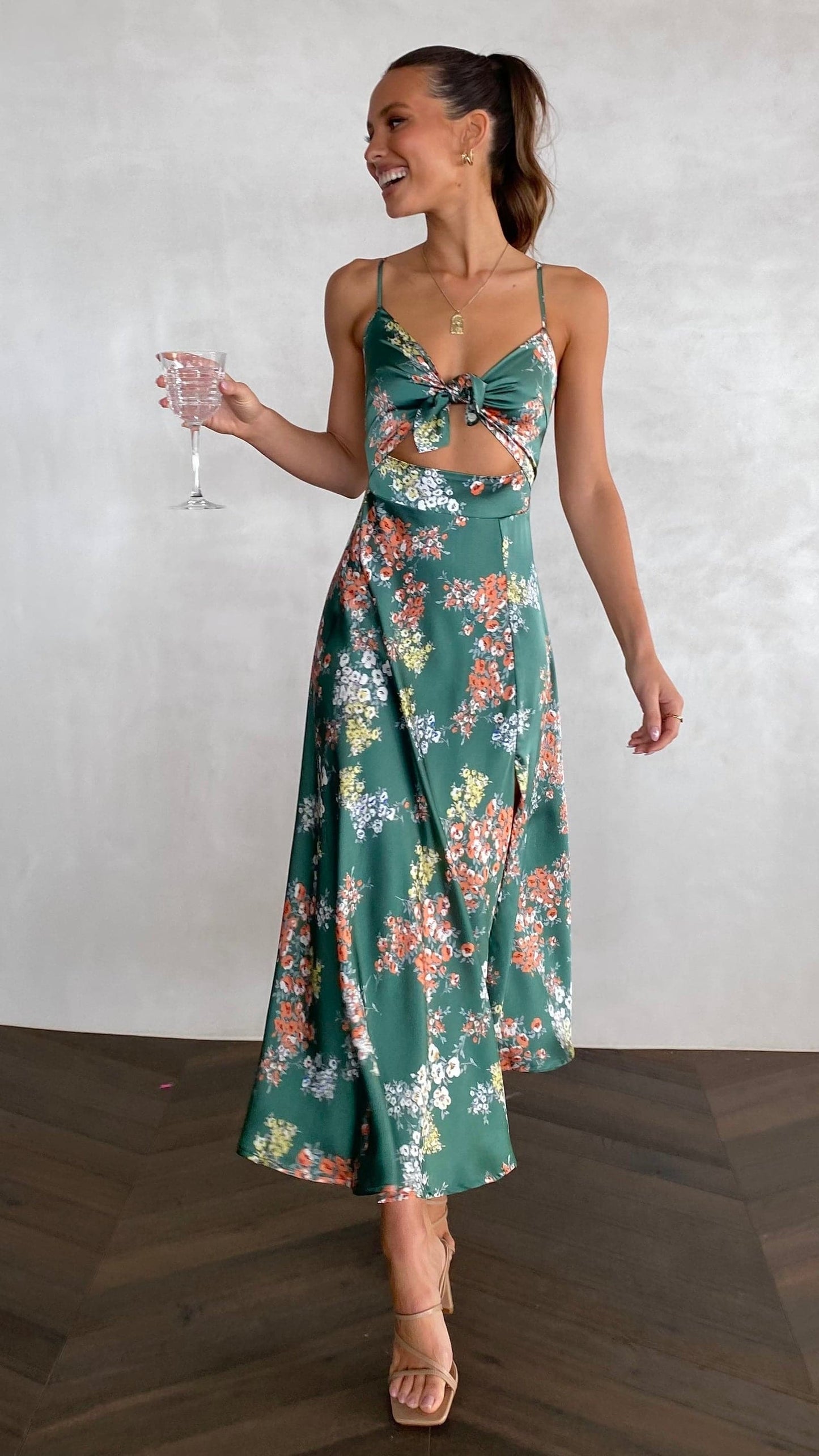 Dreamers Midi Dress - Green Floral - Billy J